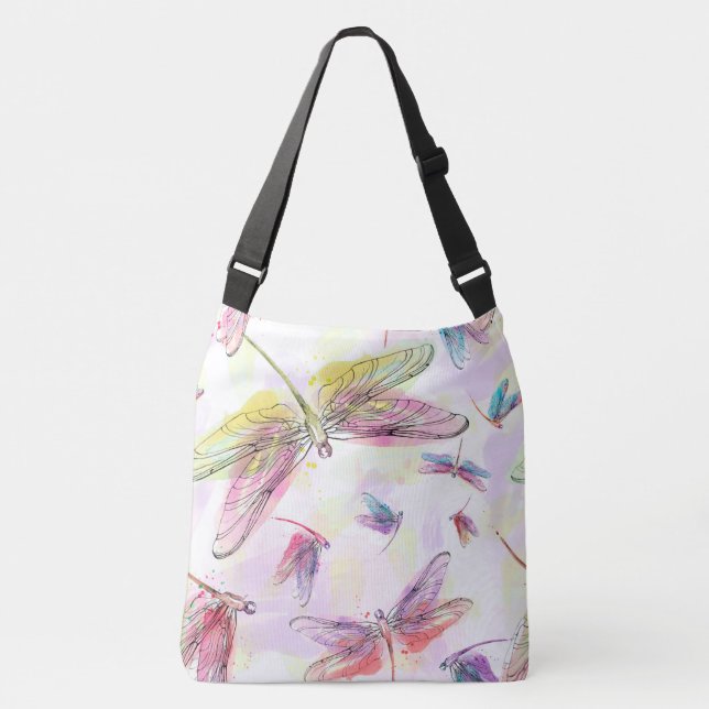 Ajustable Sac rose de pourpre de lavande de libellules (Devant)
