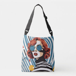 Ajustable Stripes & Shades Pop Art Statement Sac fourre-tout