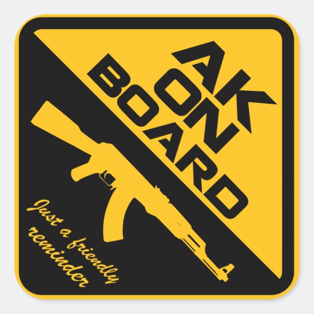 AK47-Aufkleber an Bord Quadratischer Aufkleber (Vorderseite)