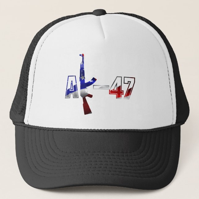 AK-47 AKM Sturmgewehr Logo Rot Weiß und Blau.pn Truckerkappe (Vorderseite)