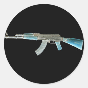AK-47 Negativ Blau Runder Aufkleber