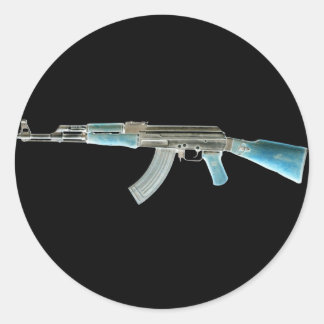 AK-47 Negativ Blau Runder Aufkleber