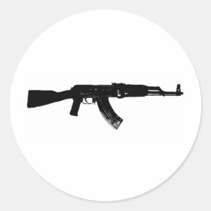 AK-47Silhouette Runder Aufkleber