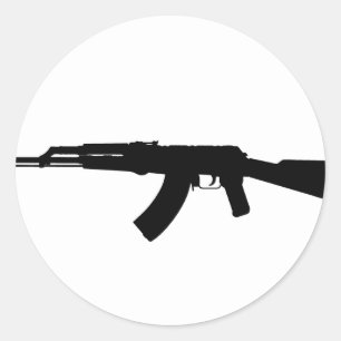 AK-47Silhouette Runder Aufkleber