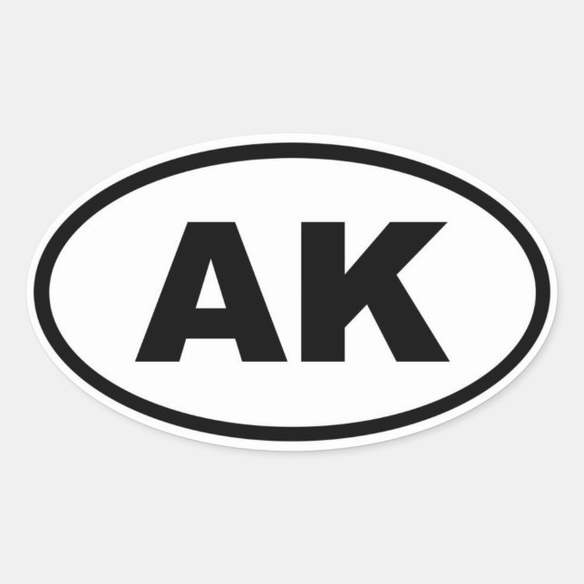 AK Alaska Ovaler Aufkleber (Vorderseite)