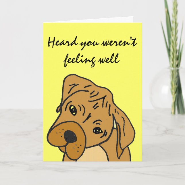 AK - Funny Cartoon Dog Get Well Card Karte (Vorderseite)