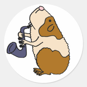 AK - Guinea Pig Saxophon Runder Aufkleber