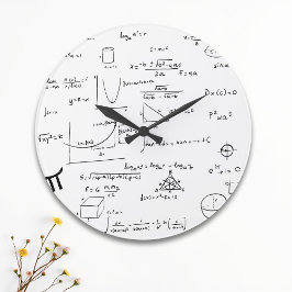 Akademische Schwarz-weiß handgeschriebene Mathemat Große Wanduhr