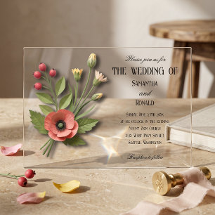 Akademische Wildblumengarten-Hochzeitseinladung Acryleinladungen