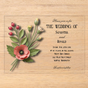 Akademische Wildblumengarten-Hochzeitseinladung Acryleinladungen