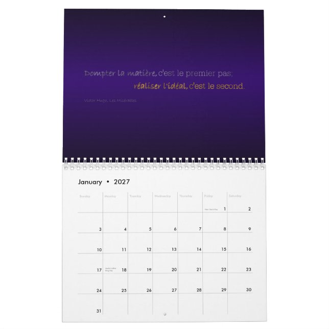 Akademischer Kalender 2012-2013, französisch (Jan 2027)