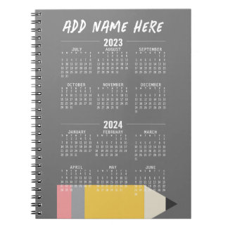 Akademischer Kalender 2023-2024 - Juli bis Juni Notizblock