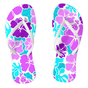 Akahai Hawaiian Hibiskus Tropical Floral Flip Flops