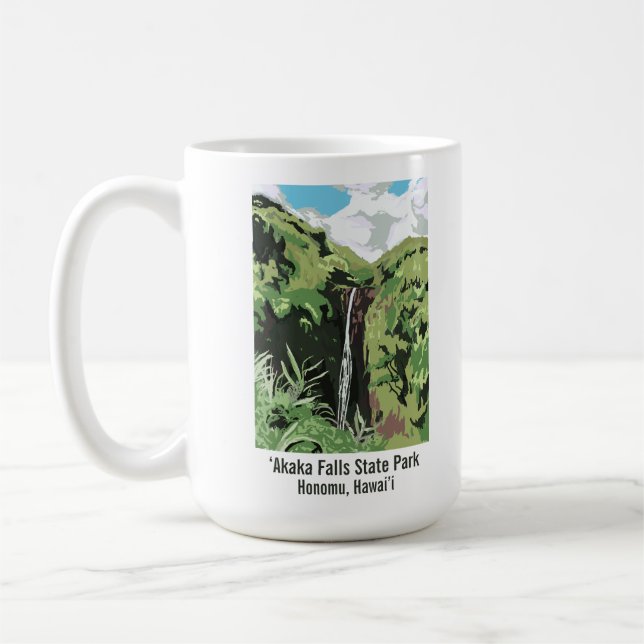 Akaka Falls Hawaii Waterfall Tropical Landscape  Kaffeetasse (Links)