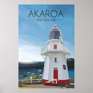 Akaroa Neuseeland Reiseplakat Poster