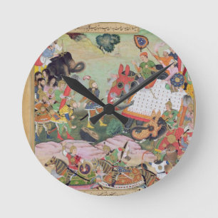 Akbar receiving the drums and standards captured f runde wanduhr