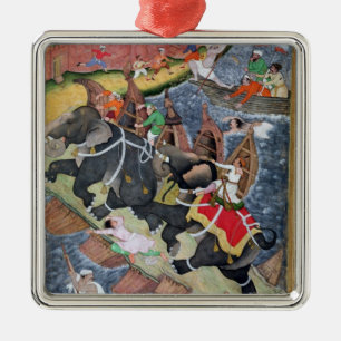 Akbar zähmt den wilden Elefanten, Hawa'i Silbernes Ornament