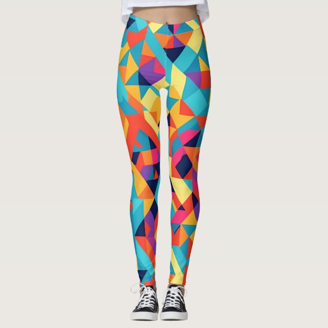 Akbash Geometrisches Personalisiertes Muster Leggings (Vorderseite)