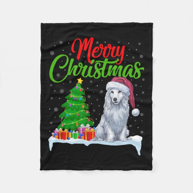 Akbash Hund Weihnachtsbaum Lichter Funny Xmas Akba Fleecedecke (Vorderseite)