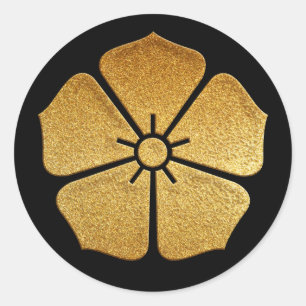 Akechi Kamon Toki Kikyo in Gold Runder Aufkleber