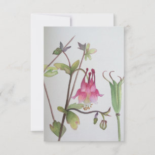 Akelei-Antwortkarte Botanische Aquarelle RSVP Karte