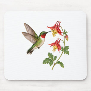 Akelei und Kolibri für einen florale Arbeitsplatz Mousepad