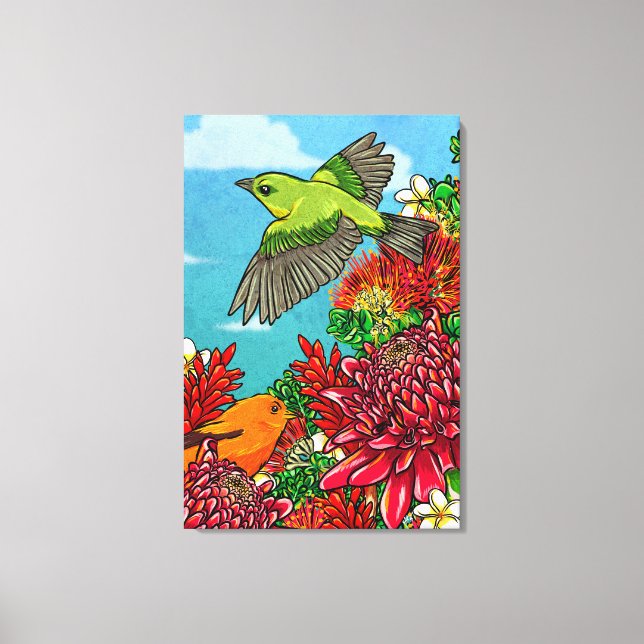 Akepa O' Hawaii 24x36 Grosse Leinwand Print (Vorderseite)