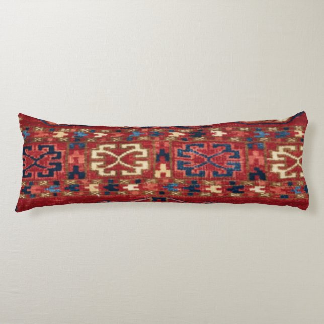 Akhal Oasis Red Band Blue Star Medallion  Seitenschläferkissen (Vorderseite)