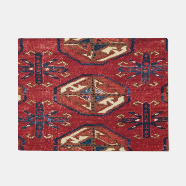 Akhal Oasis Red Stars Blue Star Medallion  Fußmatte (Vorderseite)