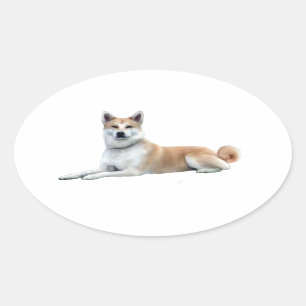 Akita (Akita Inu) - Liegend Ovaler Aufkleber
