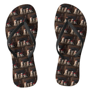 Akita am Kamin Weihnachten Flip Flops