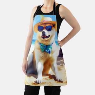 Akita am Strand, Sommergeschenk für Hunde Liebhabe Schürze