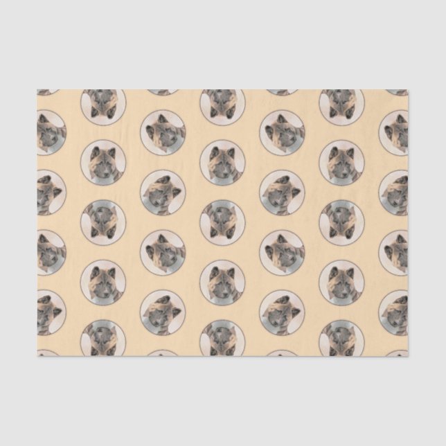 Akita American Japanese Inu Sable Painting Art Seidenpapier (Vorderseite)