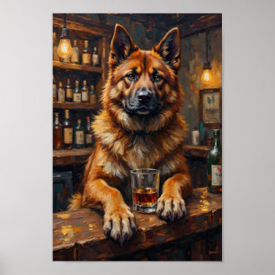 Akita Bar Kunst, Lustige Hunde Trink Wand Kunst