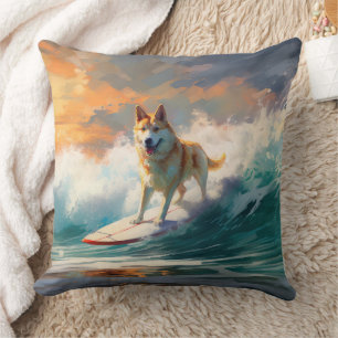 Akita Beach Surfgrafieren Kissen