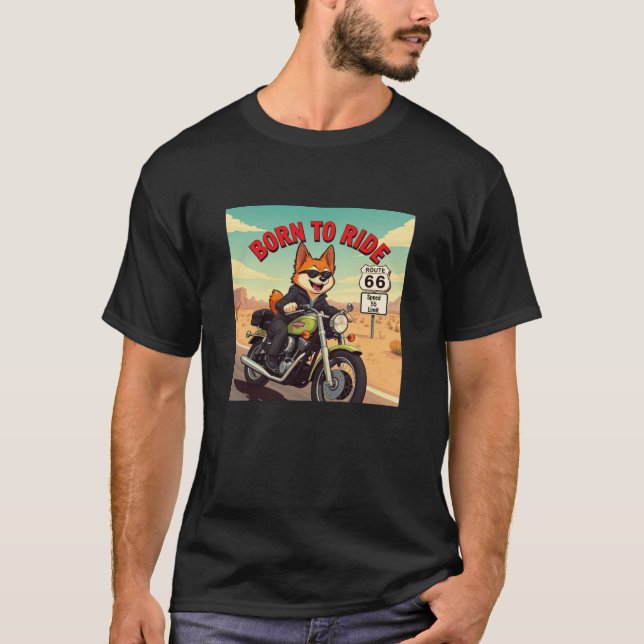 Akita Biker Geboren zu fahren T-Shirt (Vorderseite)