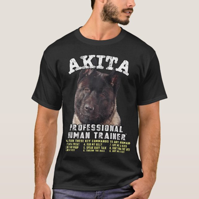 Akita Black Beruflich Human Trainer T-Shirt (Vorderseite)