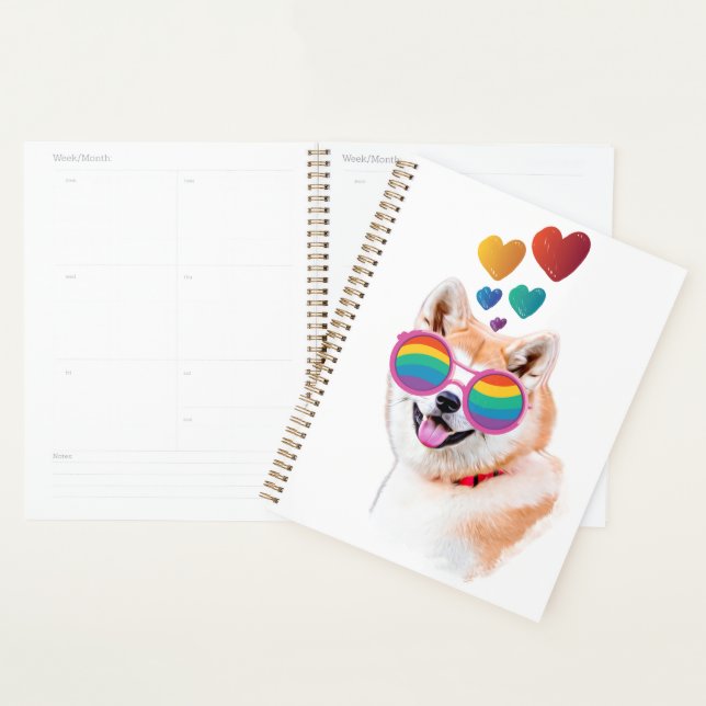 Akita Chien avec Coeurs Saint Valentin (Devant avec enveloppe)