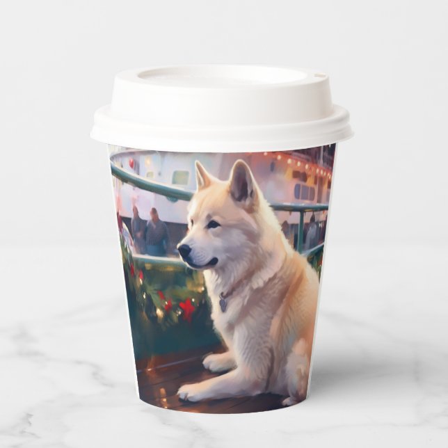 Akita Christmas Cruise: Pawsome Holiday Delight Pappbecher (Vorderseite)