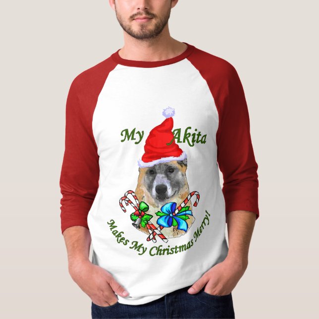 Akita Christmas Geschenke T-Shirt (Vorderseite)