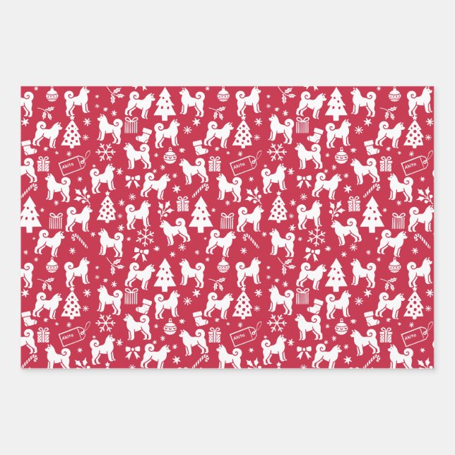 Akita Christmas Geschenkpapier Set (Vorderseite)