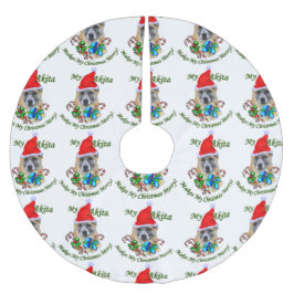 Akita Christmas Merry Polyester Weihnachtsbaumdecke