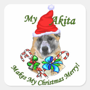 Akita Christmas Quadratischer Aufkleber