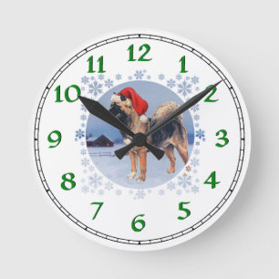 Akita Christmas Runde Wanduhr