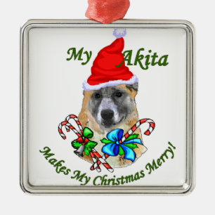 Akita Christmas Silbernes Ornament