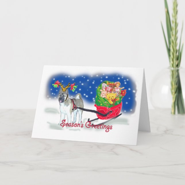 AKITA_Christmas_Sleigh Feiertagskarte (Vorderseite)