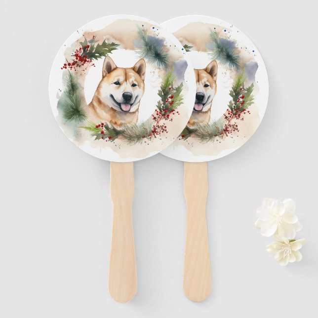 Akita Christmas Wreath Festivals Fächer (Vorne und Hinten)