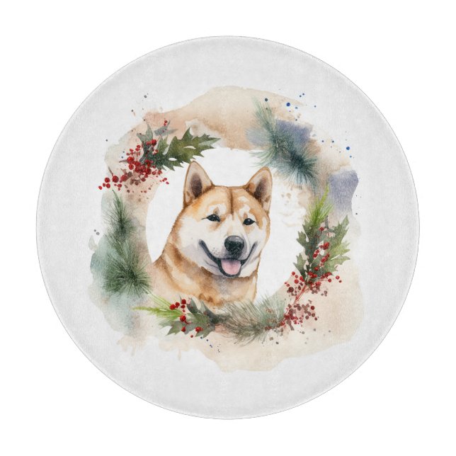 Akita Christmas Wreath Festivals Schneidebrett (Vorderseite)