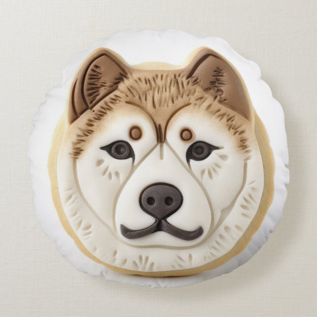 Akita Dog 3D Inspiriert Rundes Kissen (Vorderseite)
