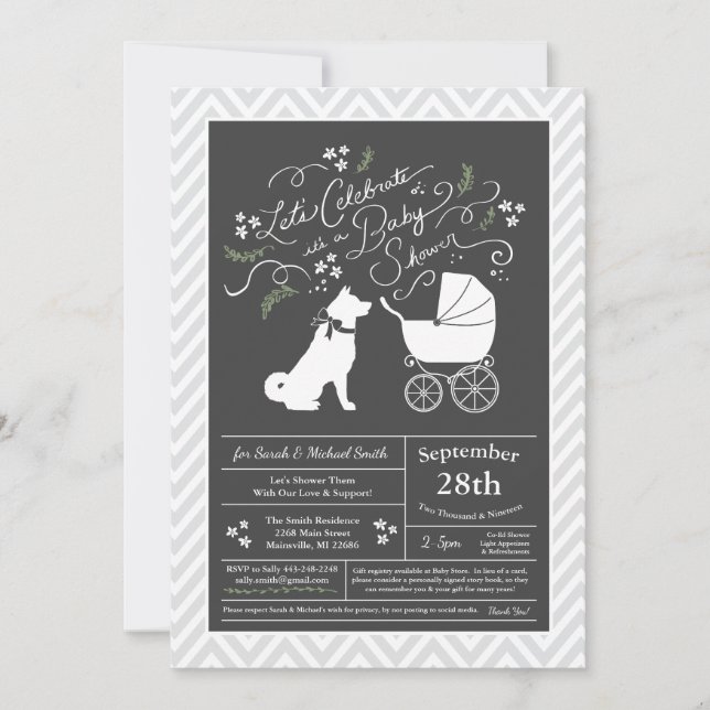 Akita Dog Baby Duwer Gender Neutral Einladung (Vorderseite)